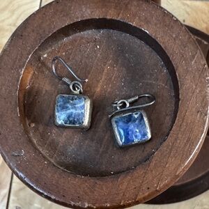 Elegant silver purplish blue Stone Earrings from Mexico